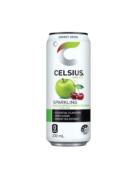 Celsius Musujące zielone jabłko wiśnia 330ml x 24