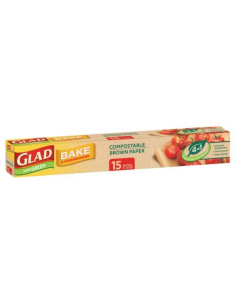 Glad Kompostierbares braunes ungebleichtes Backen- und Kochpapier 15m x 12