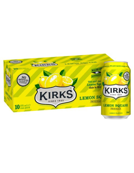 Kirks Lemon Soft Drink 375m 10 Pack x 1