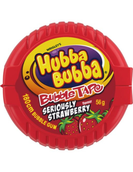 Wrigleys Hubba Bubba泡泡糖草莓胶带56G x 12