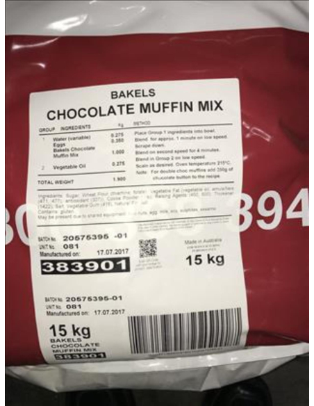 Bakels Muffin Mix Chocolate 15 Kg Bag