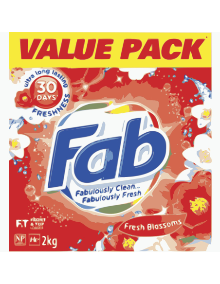 Fab Polvere del detersivo della lavanderia dei fiori freschi 2kg x 1