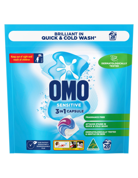 Omo DIy Sensible 3 en 1 Capas de polvo de lavandería 28 Pack x 3