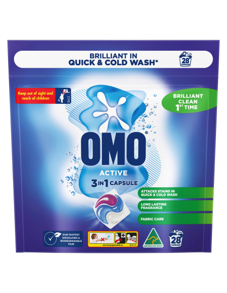 Omo Doy Active 3 In 1 Laundry Powder Caps 28 Pack x 3