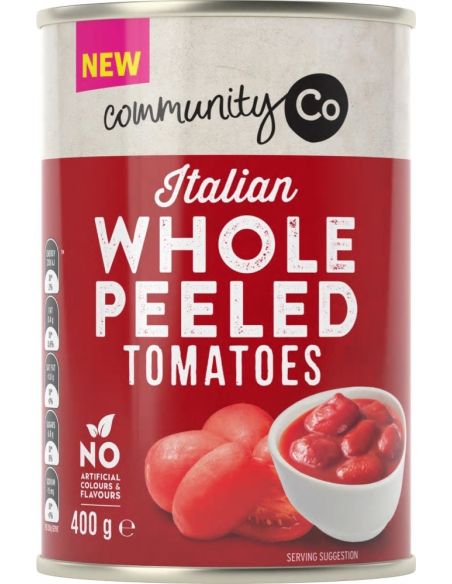 Community Co Whole Peeled Canned Tomatoes 400g x 12