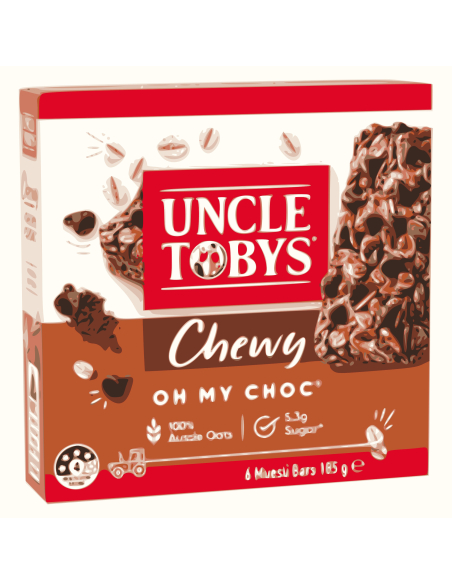 Uncle Tobys Cereal Bar Muesli Bars Chewy Oh My Choc 185g x 10