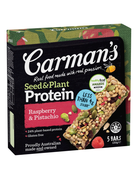 Carmans Seed & Plant Protein Nut Bars Raspberry & Pistachio 150g X 6