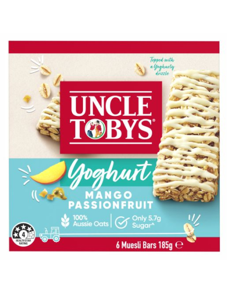 Uncle Toby Yogurt Tops Mango And Passionfruit Muesli Bar 185g x 10