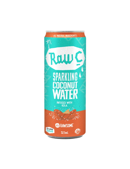 Raw C Sprankelende kokosnootwater doordrenkt met Kola 325ml x 12