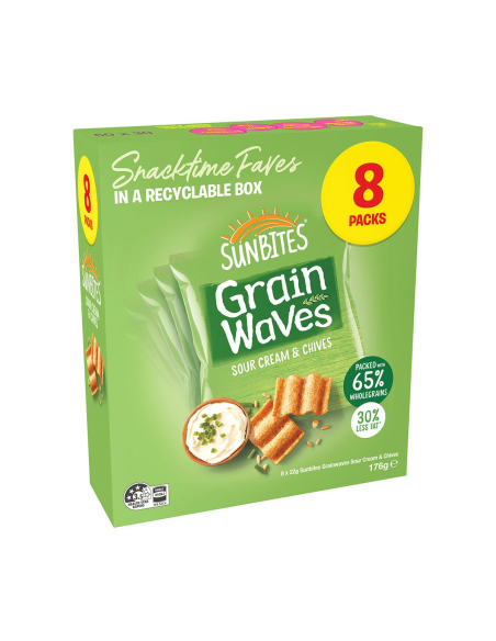 Grain Waves Sour Cream & Chives 8 Pack 176g x 1