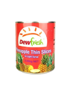 Dewfresh Ananas dünn in leichter Sirup 3kg x 1 geschnitten
