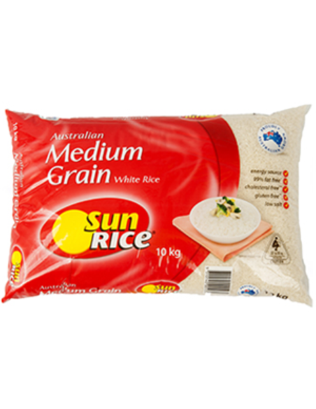 Sunrice Rice Calrose White Medium Grain Sunwhite 10kg x 1