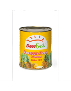 Dewfresh Piezas de piña en jarabe ligero 3.03kg x 1