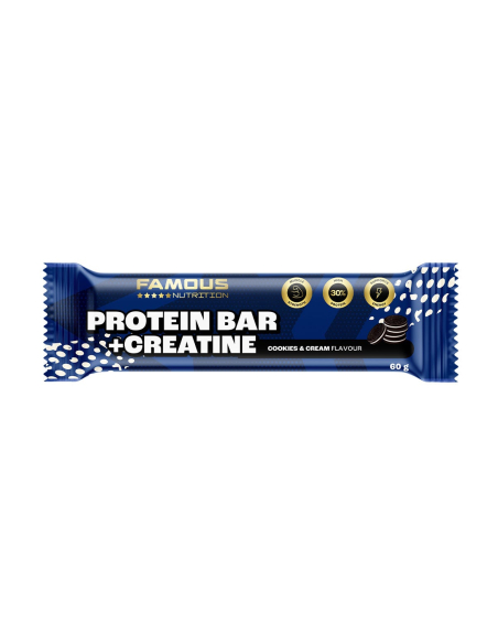 Famous Nutrition Protein Bar + Creatine Cookies Cream 60g x 10