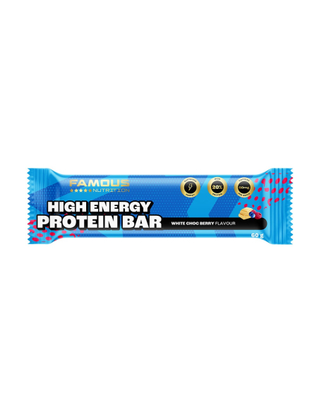 Famous Nutrition High Energy Protein Bar White Choc Berry 60g x 12