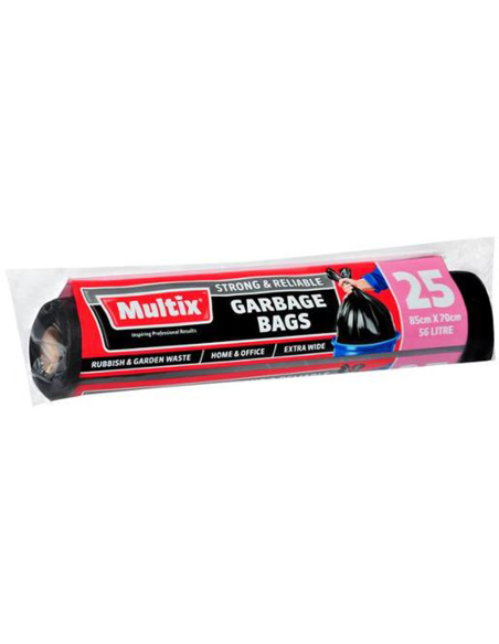 Multix Garbage Bags Extra Wide Roll 85cm X 7cm 56 Litre 25s Pack x 1