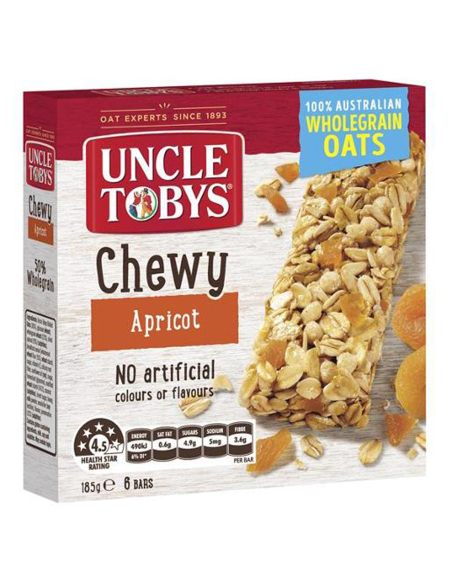 Uncle Tobys Albicocca gommosa muesli bar 185g x 1