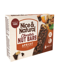 Nice & Natural Gebratene Nussbalken Schokolade Aprikosen 6 Packung 180g x 8