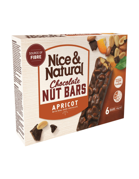 Nice & Natural Pieczony Nut Bar Czekoladowa Morela 6 Pack 180g x 8