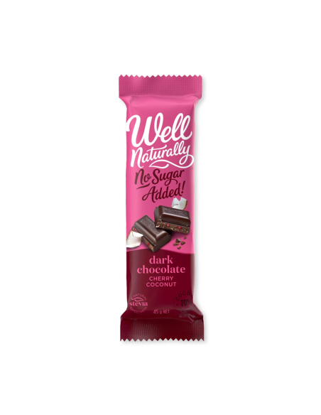 Well Naturally No Sugar Dark Chocolate Cherry Coconut 45g x 16