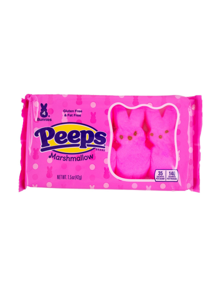 Peeps Pink Marshmallow Bunnies 4 Pack 42G x 24