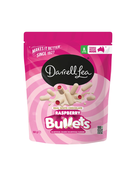 Darrell Lea White Chocolate Raspberry Bullets 150g x 12