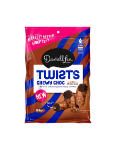 Darrell Lea Chewy Chocolate Twists 180g x 12
