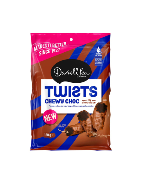 Darrell Lea Chewy Chocolate Twists 180g x 12