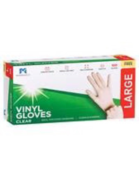 Marinucci Gloves Vinyl Clear Large Powder Free 100 Pack x 1