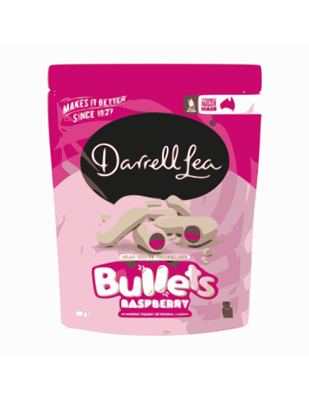 Darrell Lea White Chocolate Raspberry Bullets 180g x 12