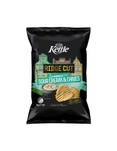 Kettle Ridge Cut Sour Cream & Chives 90g x 12