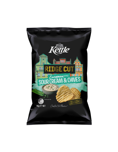 Kettle Ridge Cut Kwaśna śmietana i szczypiorek 90g x 12