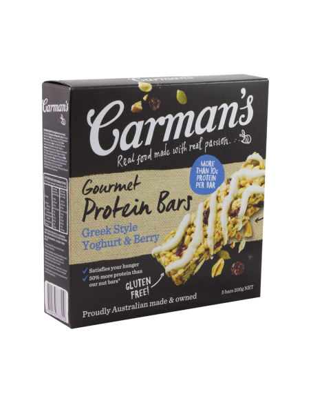 Carmans Yoghurt & Berry Protein Bar 5 Pack 200g x 1 Carmans Yoghurt & Berry Protein Bar 5 Pack 200g x 1