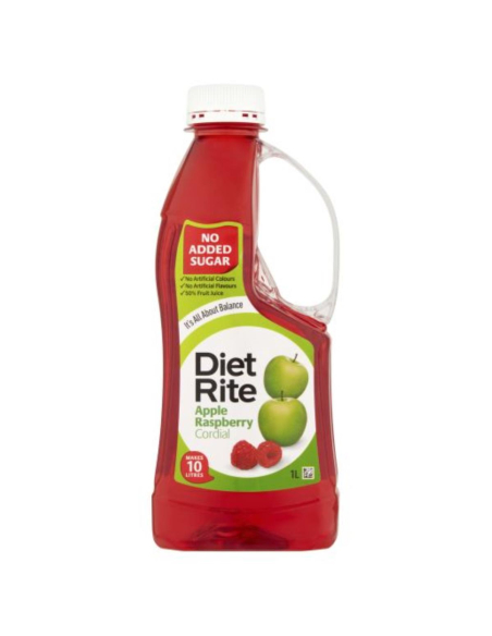 Diet Rite Apple et framboise cordiale 1LTR x 6