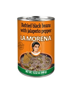 La Morena Refried Black Beans with Jalapeno 440g x 1