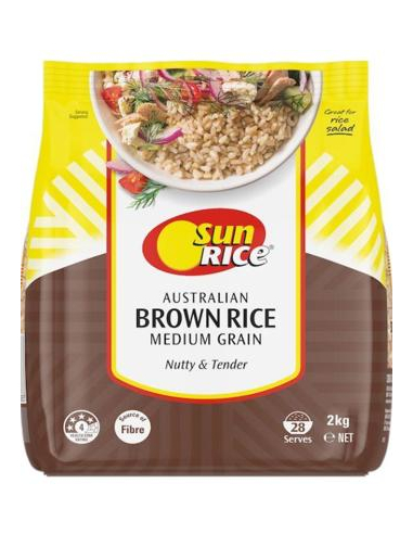 Sunrice Rice Brown Medium Grain 2kg x 1