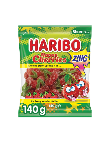 Haribo Sour Happ Cherries 140g x 14