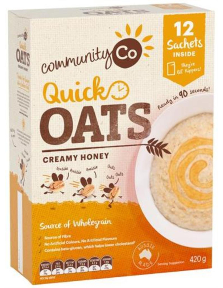Community Co Creamy Honey Quick Oats 420g x 6