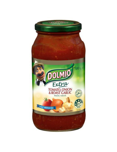 Dolmio Pasta Sauce Tomato Onion And Roasted Garlic Salt Reduced 500g x 1