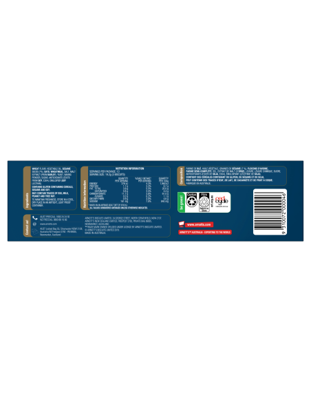 Arnotts Biscuits Sesame Wheat 250g x 1 Arnotts Biscuits Sesame Wheat 250g x 1