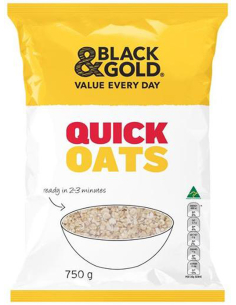 Black & Gold Quick Cooking Oats 750g x 1
