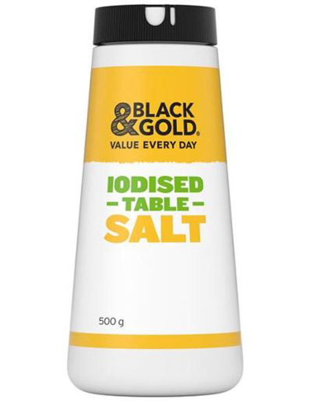 Black & Gold Iodized Drum Table Salt 500g x 1