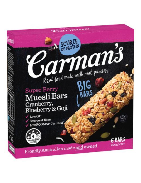 Carmans Super Berry Cranberry, Goji & Blueberry Muesli Bars 270g X 1