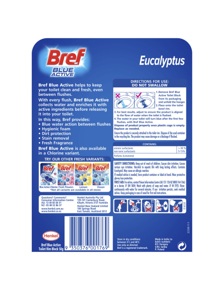 Bref 桉树蓝色活性清洁器50g x 6