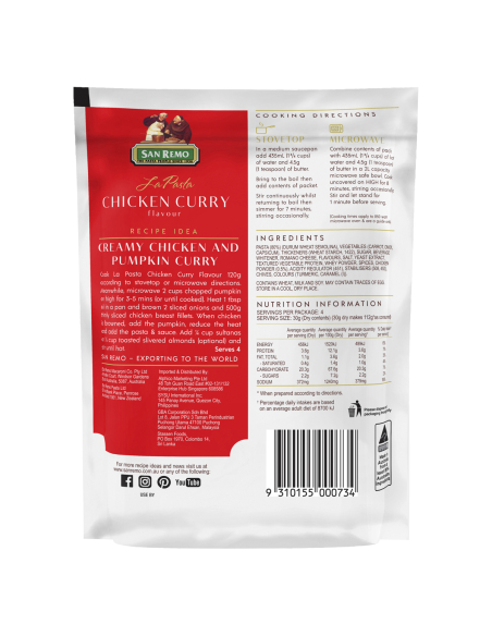 La Pasta Chicken Curry 4 Serve 120g x 6