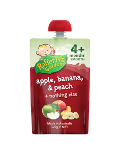 Raffertys Garden 4 meses de manzana Banana y Peach 120g x 6