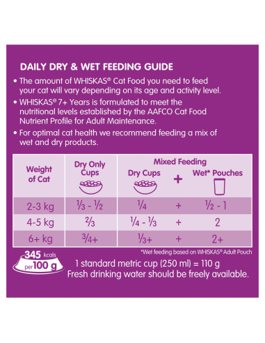 Whiskas TUNA Y SARDINA ADULTURA 7+ CAT FOOD 800G X 1