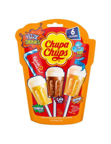 Chupa Chups Bolsa de lollipop de bebida fizzy 6 Paquete 15g x 8