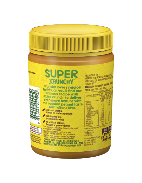 Bega Super Crunchy Peanut Butter 470g x 6