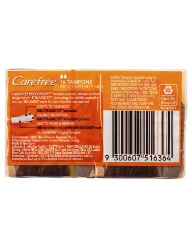 Carefree Tampons Pro Mini 16 Pack X 1